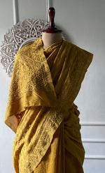 Load image into Gallery viewer, Women's Lakhnavi Handcrafted Chanderi Silk Chikankari Saree - HONC0340414