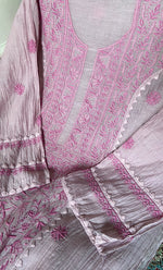 将图像加载到图库查看器中, Women's Lakhnavi Handcrafted Mul Chanderi Semi - stitched Chikankari Full Suit Material - HONC0317047