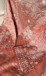 Load image into Gallery viewer, Women's Lakhnavi Handcrafted Tissue Chanderi Semi-Stitched Anarkali And Dupatta Set - HONC0323638
