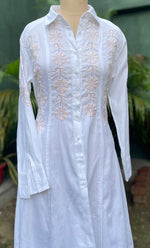 将图像加载到图库查看器中, Niyat Women's Lucknowi Handcrafted Cotton Chikankari Long Dress - HONC0303761