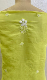 Load image into Gallery viewer, Women's Lakhnavi Handcrafted Cotton Chikankari Unstitched Kurti Fabric -HONC0125710