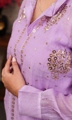 将图像加载到图库查看器中, Women's Lucknowi Handcrafted Mul Chanderi Stitched Chikankari Kurta And Plazzo Set- HONC0318570