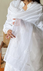 Load image into Gallery viewer, Nazm Women's Lucknowi Handcrafted Kota Cotton Chikankari Dupatta - HONC0277294