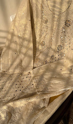 Load image into Gallery viewer, Women's Lakhnavi Handcrafted Tissue Chanderi Chikankari Semi Stitched Kurta And Dupatta Set - HONC0299454