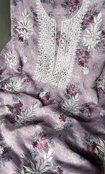 将图像加载到图库查看器中, Women's Lakhnavi Handcrafted Cotton Chikankari Unstitched Kurta And Kurta Dupatta Set - HONC0312699