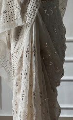 将图像加载到图库查看器中, Women's Lucknowi Handcrafted Pure Organza Silk Chikankari Saree - HONC0328518