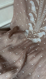 Load image into Gallery viewer, Chidiya Women's Lakhnavi Handcrafted Mul Chanderi Unstitched Chikankari Full Suit - HONC0349588