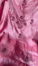 Load image into Gallery viewer, Women's Lakhnavi Handcrafted Tussar Silk Chikankari Full Suit Material - HONC0269543