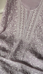 将图像加载到图库查看器中, Women's Lakhnavi Handcrafted Mul Chanderi Unstitched Kurta And Dupatta Set - HONC0241676