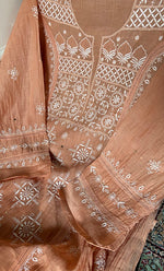Load image into Gallery viewer, Women's Lakhnavi Handcrafted Mul Chanderi Semi - Stitched Kurta And Dupatta Set - HONC0281964