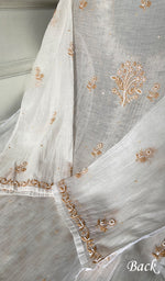 Load image into Gallery viewer, Saziya Women's Lakhnavi Handcrafted Mul Chanderi Semi - Stitched Kurta And Dupatta Set - HONC0357404