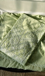 将图像加载到图库查看器中, Women's Lakhnavi Handcrafted Mul Chanderi Semi - Stitched Kurta And Dupatta Set - HONC0296166