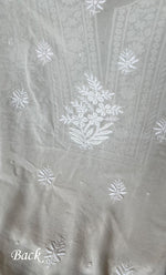 Load image into Gallery viewer, Women's Lakhnavi Handcrafted Pure Silk Georgette Unstitched Chikankari Kurta And Dupatta Set- HONC0294499