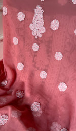 Load image into Gallery viewer, Women's Lucknowi Handcrafted Faux-Georgette Unstitched Chikankari Suit Material - HONC0348764