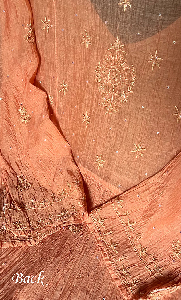 Aaliyah Women's Lakhnavi Handcrafted Mul Chanderi Semi - Stitched Angrakha And Dupatta Set - HONC0277639