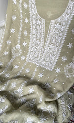Load image into Gallery viewer, Women's Lakhnavi Handcrafted Unstitched Mul Chanderi Kurta And Dupatta Set - HONC0329036