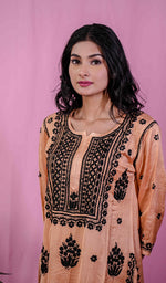 Load image into Gallery viewer, Shifa Women's Lakhnavi Handcrafted Modal Cotton Chikankari Kurta And Palazzo Set - HONC0205182