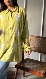 Load image into Gallery viewer, Trisha Women's Lakhnavi Handcrafted Cotton Oversized Chikankari Top - HONC0325798