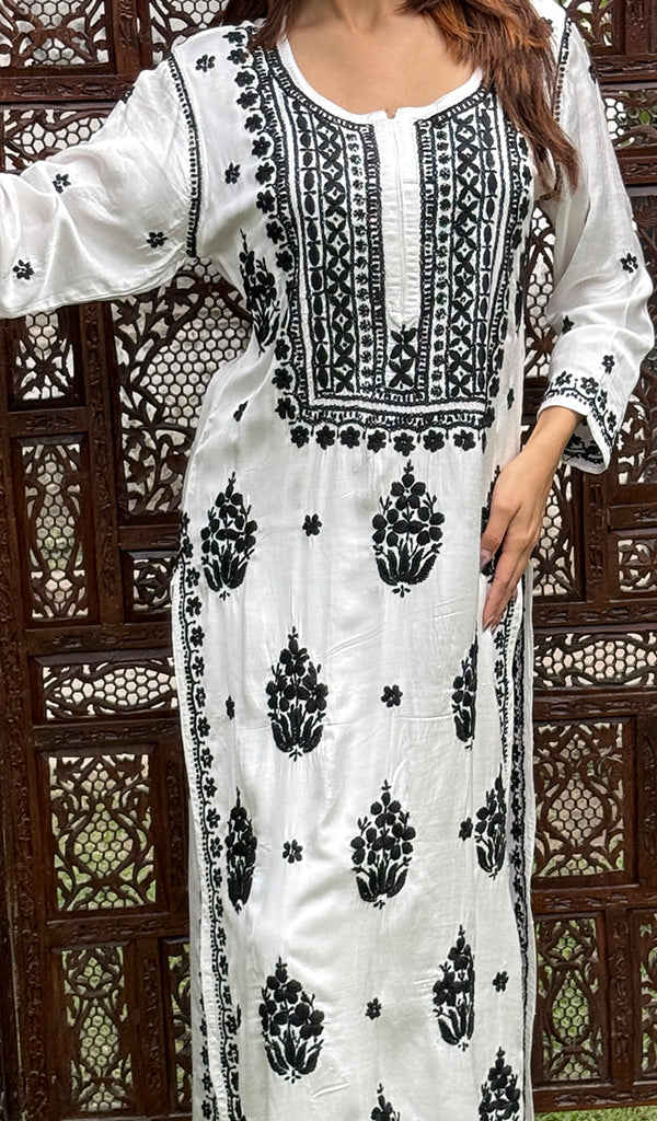 Shifa Women's Lakhnavi Handcrafted Modal Cotton Chikankari Kurta And Palazzo Set - HONC0205167