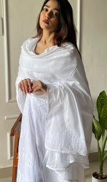 Load image into Gallery viewer, Women's Lucknowi Handcrafted Cotton Chikankari Dupatta - HONC0302712
