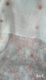 将图像加载到图库查看器中, Women's Lakhnavi Handcrafted Pure Organza Chikankari Unstitched Kurta And Dupatta Set- HONC0270067