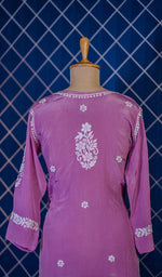 将图像加载到图库查看器中, Asma Women's Lucknowi Handcrafted Crepe Chikankari Kurti- HONC0193259