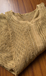 Load image into Gallery viewer, Yusra Women's Lakhnavi Handcrafted Viscose Georgette Chikankari Kurti- HONC0300290