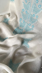 将图像加载到图库查看器中, Titli Women's Lakhnavi Handcrafted Unstitchd Mul Chanderi Kurta And Dupatta Set - HONC0330019