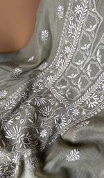 Load image into Gallery viewer, Women's Lakhnavi Handcrafted Mul Chanderi Unstitched Chikankari Full Suit Material - HONC0363740