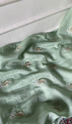 Load image into Gallery viewer, Women's Lakhnavi Handcrafted Mul Chanderi Unstitched Chikankari Full Suit - HONC0355241