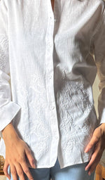 Load image into Gallery viewer, Women's Lakhnavi Handcrafted Linen Cotton Chikankari Top - HONC0293098