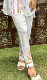 Load image into Gallery viewer, Women's Lakhnavi Handcrafted Modal Cotton Chikankari Top And Pant Set - HONC0244566