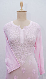 将图像加载到图库查看器中, Women's Lakhnavi Handcrafted Viscose Georgette Chikankari Kurti - HONC091888