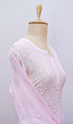 将图像加载到图库查看器中, Women's Lakhnavi Handcrafted Viscose Georgette Chikankari Kurti - HONC091888