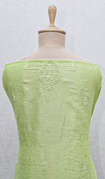 Load image into Gallery viewer, Women's Lakhnavi Handcrafted Chanderi Silk Chikankari Full Suit Material - HONC0106297
