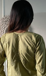 Load image into Gallery viewer, Women's Lakhnavi Handcrafted Chanderi Silk Chikankari Top And Pant Set - HONC0320578