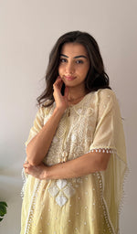 Load image into Gallery viewer, Pragya Women's Lucknowi Handcrafted Mul chanderi Chikankari Kaftan - HONC03615793