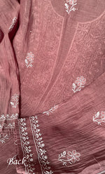 Load image into Gallery viewer, Women's Lakhnavi Handcrafted Mul Chanderi Semi -stitched Chikankari Full Suit Material - HONC0296117