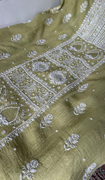 Load image into Gallery viewer, Women's Lakhnavi Handcrafted Mul Chanderi UnStitched Kurta And Dupatta Set - HONC0374449