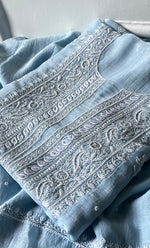 Load image into Gallery viewer, Women's Lakhnavi Handcrafted Unstitched Mul Chanderi Kurta And Dupatta Set - HONC0322456