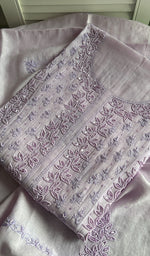 Load image into Gallery viewer, Saziya Women's Lakhnavi Handcrafted Mul Chanderi Semi - Stitched Kurta And Dupatta Set - HONC0253599