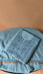 Load image into Gallery viewer, Women's Lakhnavi Handcrafted Mul Chanderi Unstitched Chikankari Full Suit Material - HONC0367213