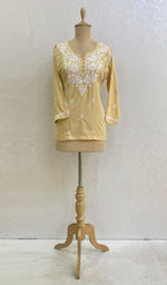 将图像加载到图库查看器中, Lucknowi 手工制作的 Chikankari 棉质上衣 - HONC091544