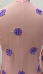 Load image into Gallery viewer, Women's Lakhnavi Handcrafted Baby Pink Faux-Georgette Chikankari Kurti - NC065814