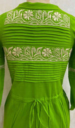 将图像加载到图库查看器中, Women's Lakhnavi Handcrafted Turquoise Cotton Chikankari Top - NC075653