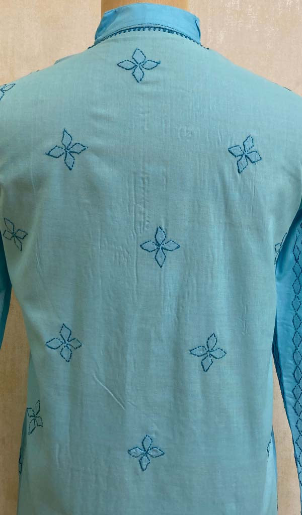 Men's Lucknowi Handcrafted Cotton Chikankari Kurta - HONC011493