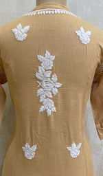 Load image into Gallery viewer, Women's Lakhnavi Handcrafted Beige Linen Cotton Chikankari Kurti - HONC011138