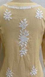 Load image into Gallery viewer, Women's Lucknowi Handcrafted Beige Linen Cotton Chikankari Kurti - HONC011103