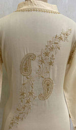 Load image into Gallery viewer, Women's Lucknowi Handcrafted Beige Cotton Chikankari Kurti - HONC011823