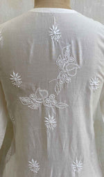 将图像加载到图库查看器中, Women's Lucknowi Handcrafted Off White Chanderi Silk Chikankari Kurti - HONC021206